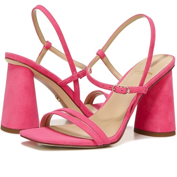 Sam Edelman Kit Slingback Dahlia Pink Suede Block Heel Sandal - Picture 7 of 10